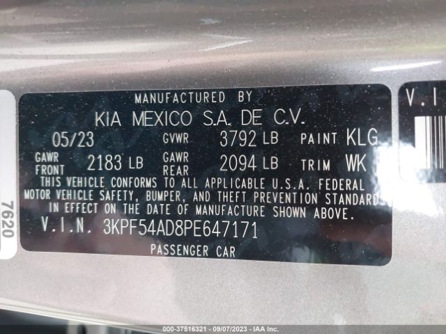 3KPF54AD8PE647171 KIA Forte Gt-line