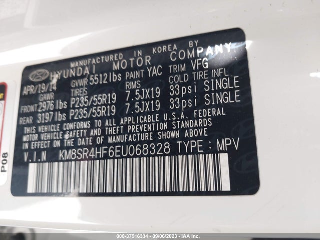 Hyundai Santa Fe Gls 2014 KM8SR4HF6EU068328 Image 9