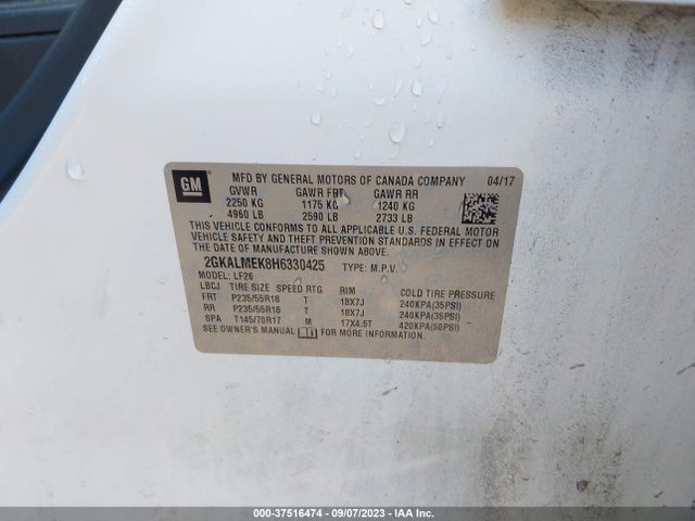GMC Terrain Sle 2017 2GKALMEK8H6330425 Image 9