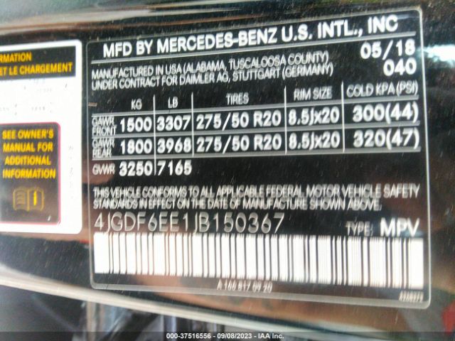 4JGDF6EE1JB150367 Mercedes-Benz Gls Gls 450