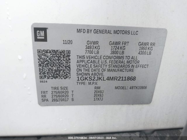 1GKS2JKL4MR211868 GMC YUKON XL DENALI