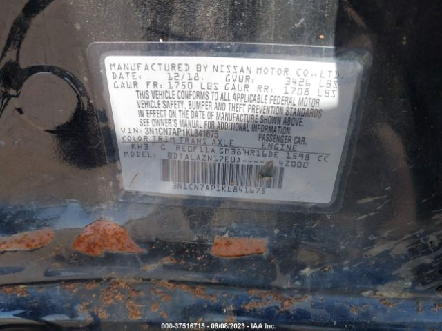 3N1CN7AP1KL841675 Nissan Versa Sedan S Plus