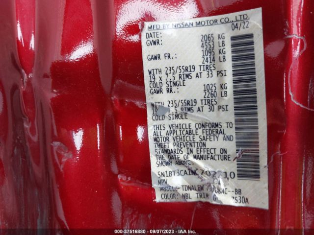 5N1BT3CA1NC702710 Nissan Rogue Sl