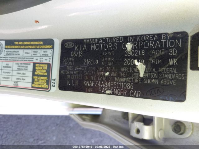 KNAFZ4A84E5111086 KIA FORTE EX