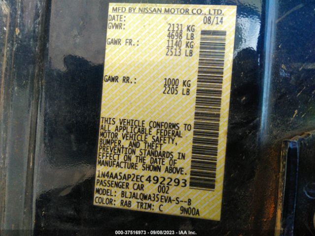 1N4AA5AP2EC492293 Nissan Maxima 3.5 S