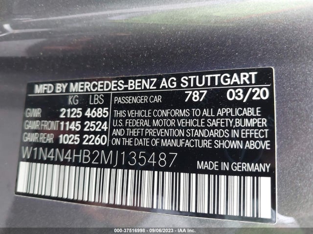 W1N4N4HB2MJ135487 Mercedes-Benz Gla Gla 250