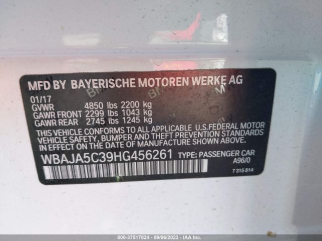 WBAJA5C39HG456261 BMW 5 Series 530i