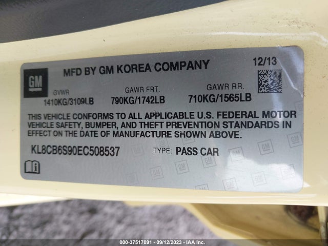 Chevrolet SPARK LS 2014 KL8CB6S90EC508537 Image 9