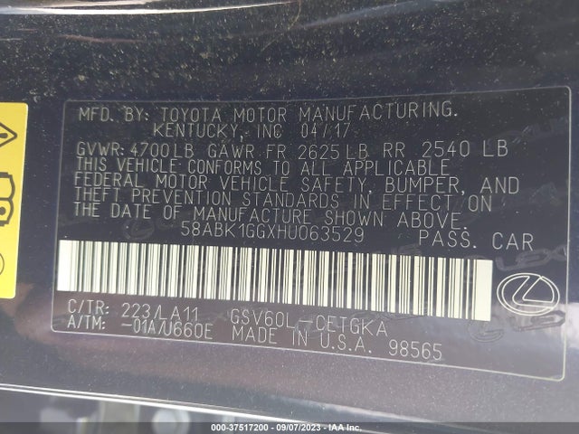 58ABK1GGXHU063529 Lexus Es Es 350