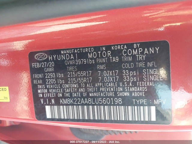 Hyundai Kona Sel 2020 KM8K22AA8LU560198 Image 9