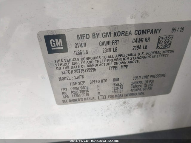 Chevrolet Trax Lt 2018 KL7CJLSB7JB725995 Image 9