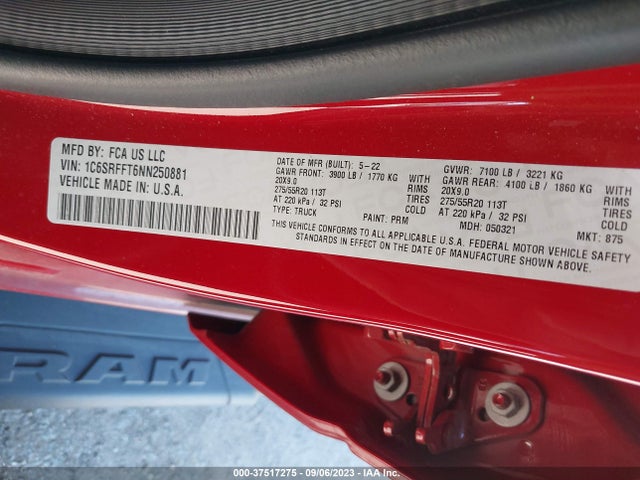 RAM 1500 Big Horn 2022 1C6SRFFT6NN250881 Image 9