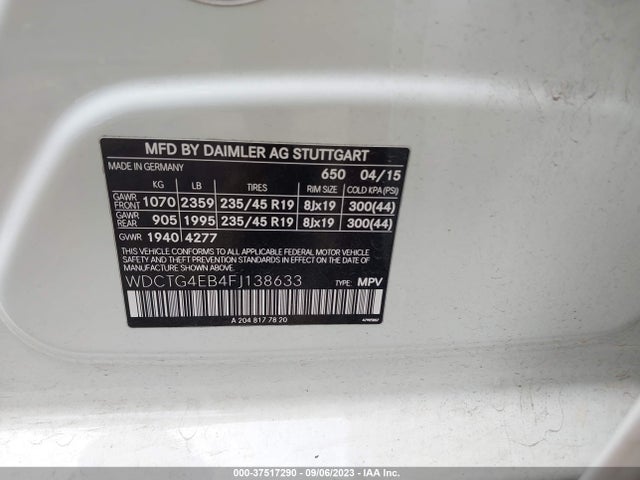 WDCTG4EB4FJ138633 Mercedes-Benz Gla-class Gla 250
