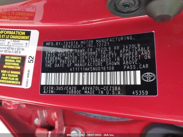 Toyota CAMRY SE 2022 4T1T11AK5NU016108 Image 14