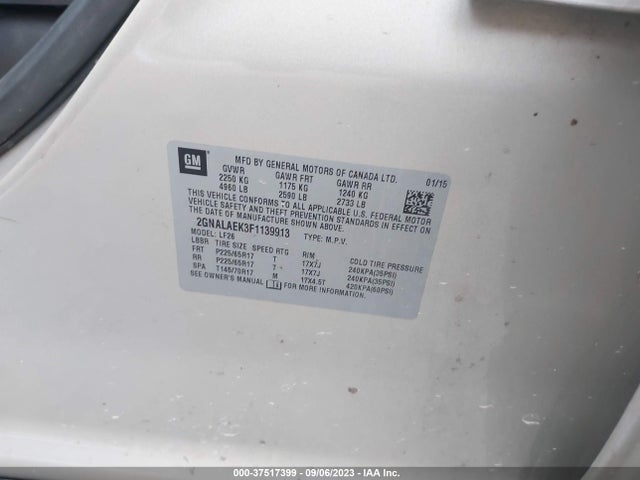 2015 CHEVROLET EQUINOX LS VIN: 2GNALAEK3F1139913