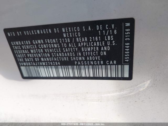 3VWDB7AJ1HM276284 Volkswagen Jetta 1.4t Se
