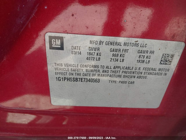 Chevrolet CRUZE ECO 2014 1G1PH5SB7E7340563 Image 10