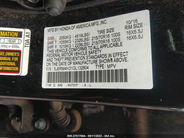 Honda CR-V LX 2016 5J6RM4H31GL132804 Image 9