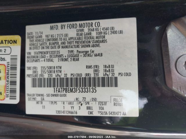 1FATP8EM3F5333135 Ford Mustang V6