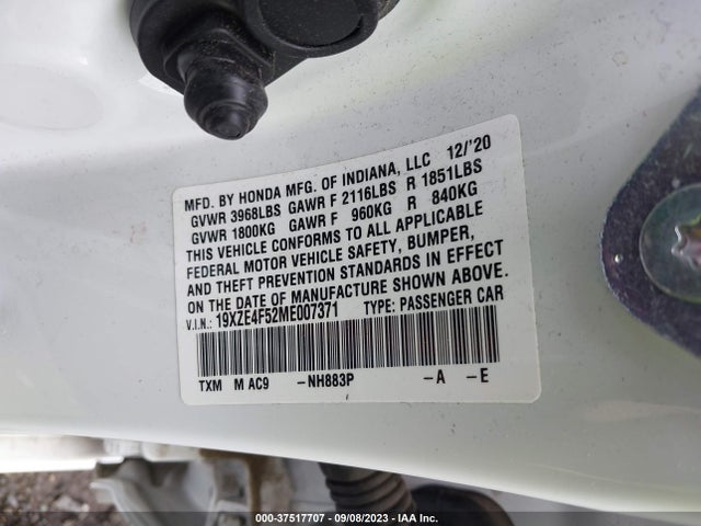 Honda INSIGHT EX 2021 19XZE4F52ME007371 Image 9