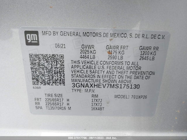 Chevrolet EQUINOX LS 2021 3GNAXHEV7MS175130 Image 9
