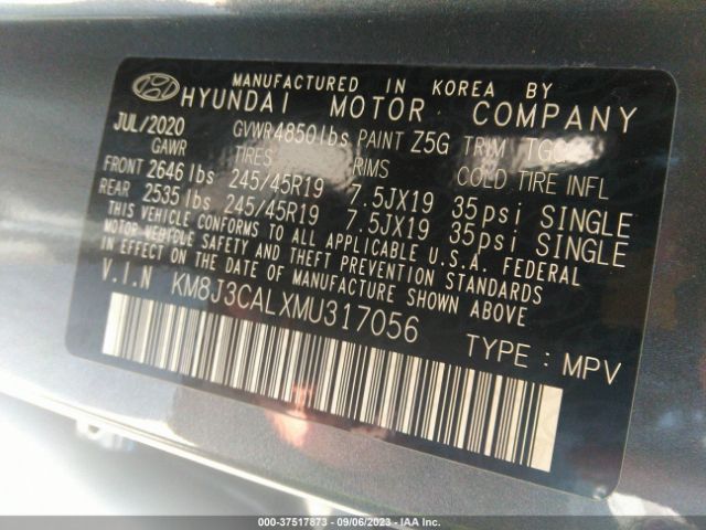 KM8J3CALXMU317056 Hyundai Tucson Sport