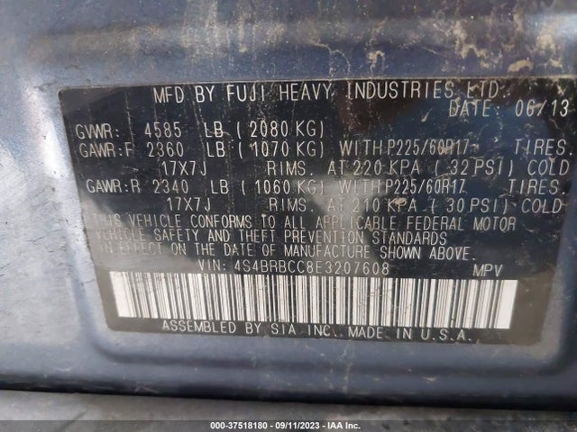 Subaru Outback 2.5i Premium 2014 4S4BRBCC8E3207608 Image 9