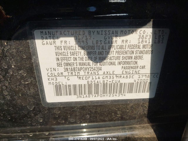 Nissan SENTRA S 2017 3N1AB7AP0HY254394 Image 7