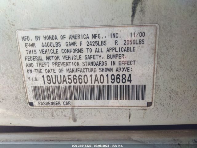 2001 ACURA 3.2TL 19UUA56601A019684 Photo 8
