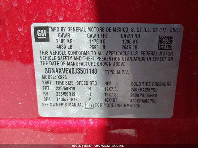 Chevrolet Equinox Premier 2018 3GNAXVEV0JS501148 Image 9