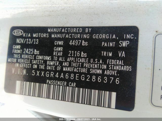 5XXGR4A68EG286376 KIA Optima Sxl Turbo