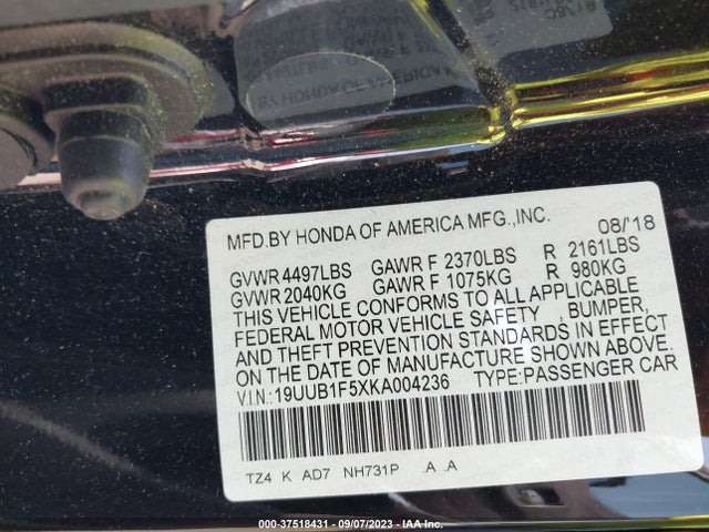 19UUB1F5XKA004236 Acura Tlx Tech Pkg