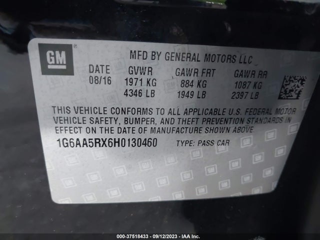 1G6AA5RX6H0130460 Cadillac Ats Sedan Rwd