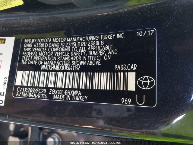 Toyota C-HR XLE 2018 NMTKHMBX0JR041132 Image 9
