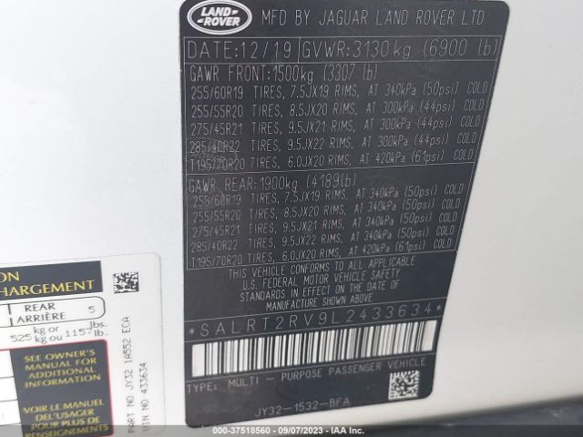2020 LAND ROVER DISCOVERY SALRT2RV9L2433634 Photo 8