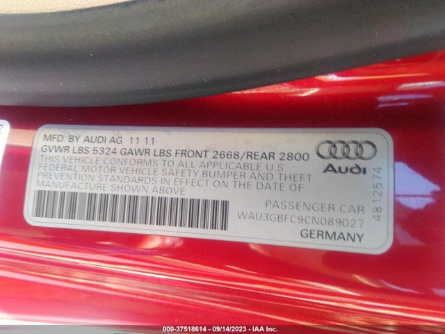 Продажа на аукционе авто 2012 Audi A7 3.0 Prestige, vin: WAU3GBFC9CN089027, номер лота: 37518614
