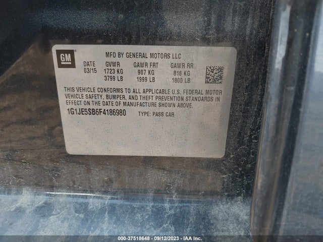 Chevrolet SONIC LTZ 2015 1G1JE5SB6F4186980 Image 9
