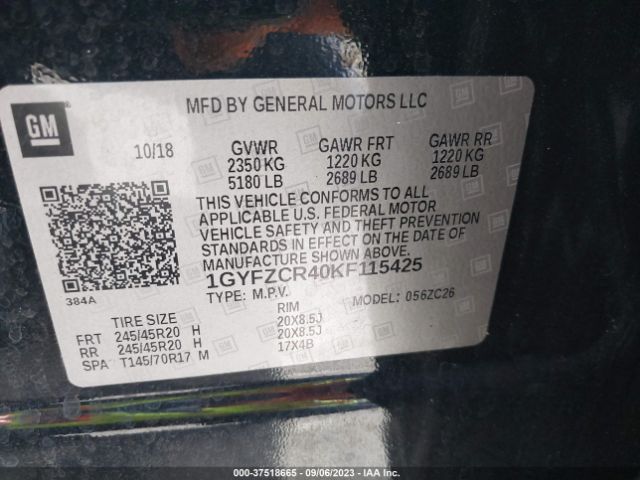 1GYFZCR40KF115425 Cadillac Xt4 Fwd Premium Luxury