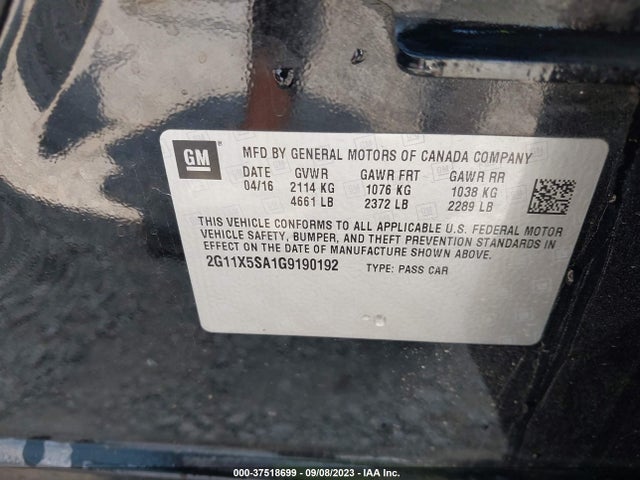 Chevrolet IMPALA LS 2016 2G11X5SA1G9190192 Image 9