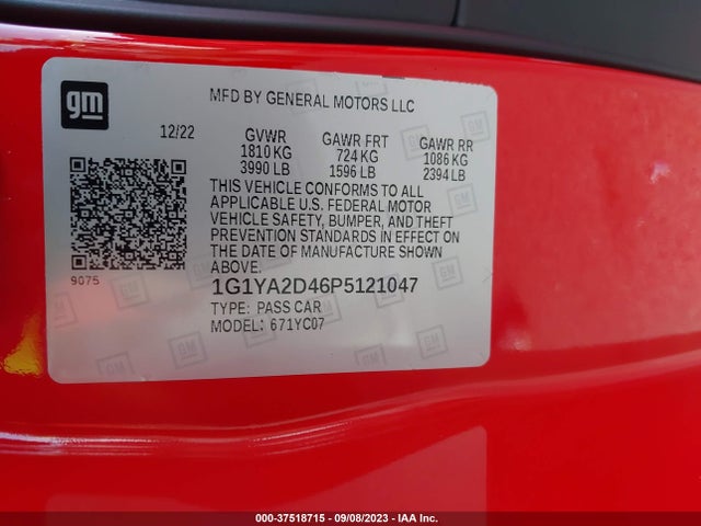 Chevrolet Corvette 1lt 2023 1G1YA2D46P5121047 Image 9