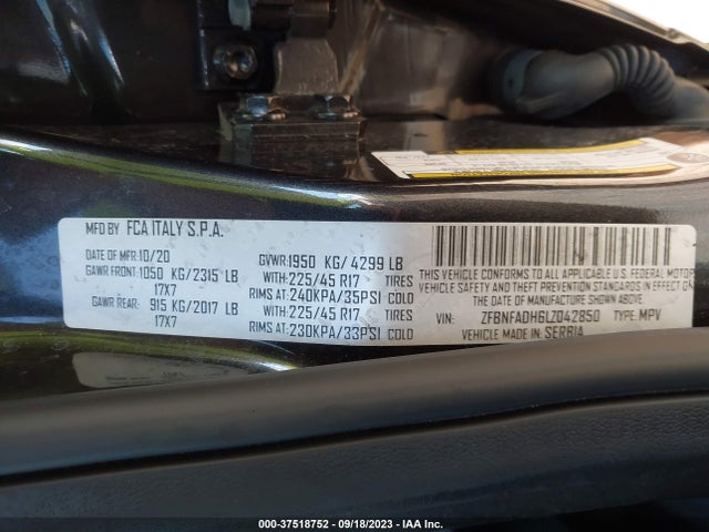 2020 Fiat 500L, VIN: ZFBNFADH6LZ042850