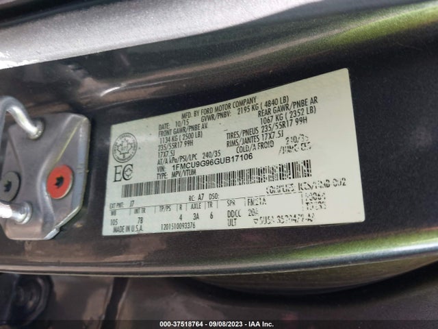 Ford ESCAPE SE 2016 1FMCU9G96GUB17106 Image 15