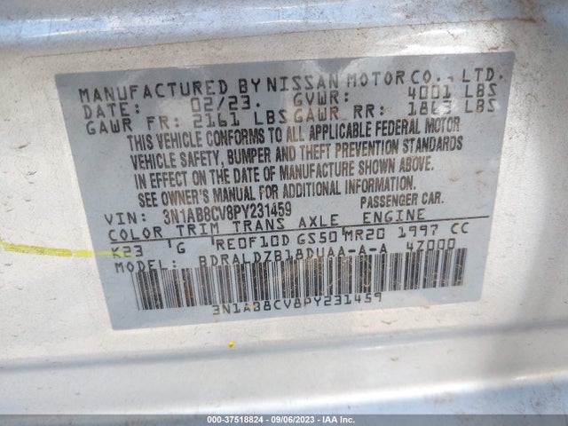 2023 NISSAN SENTRA SV VIN: 3N1AB8CV8PY231459