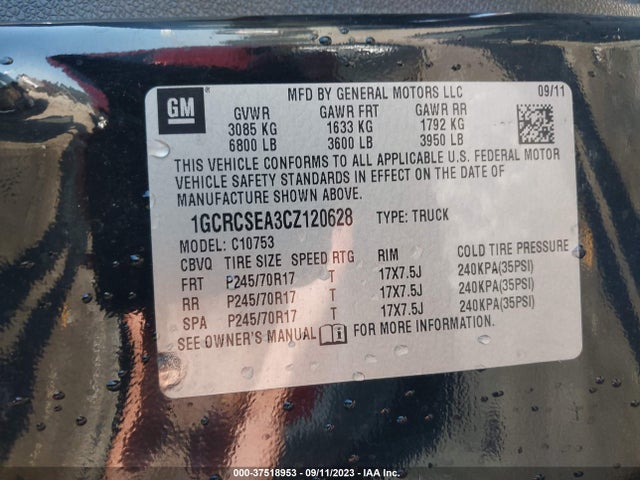 2012 CHEVROLET SILVERADO 1500 LT VIN: 1GCRCSEA3CZ120628