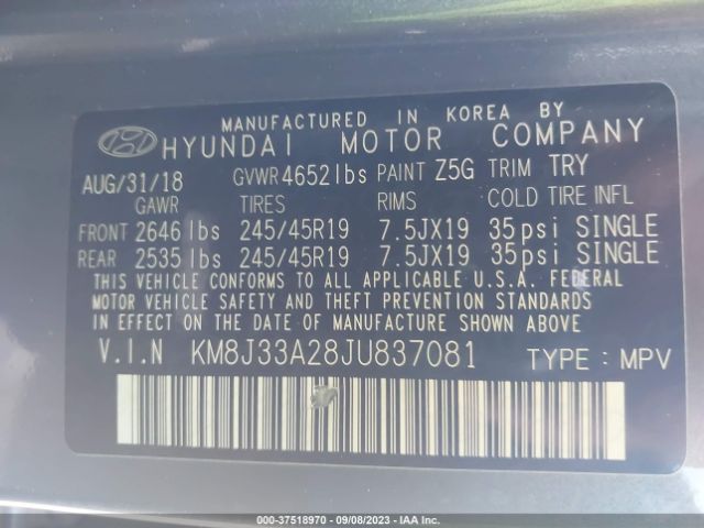 KM8J33A28JU837081 Hyundai Tucson Value