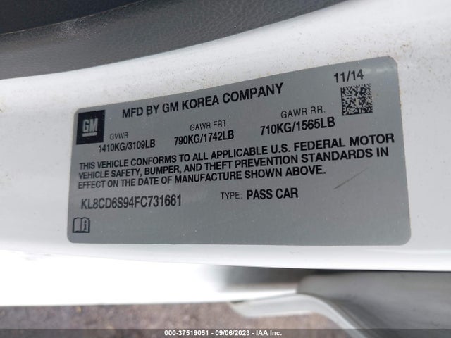 Chevrolet Spark Lt 2015 KL8CD6S94FC731661 Image 9