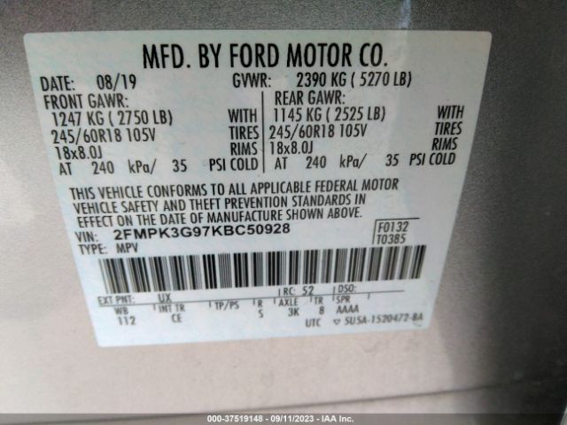 2FMPK3G97KBC50928 Ford EDGE SE
