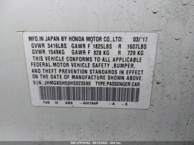 JHMGK5H50HS023590 Honda FIT LX
