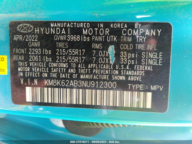 Hyundai Kona Sel 2022 KM8K62AB3NU912300 Image 9