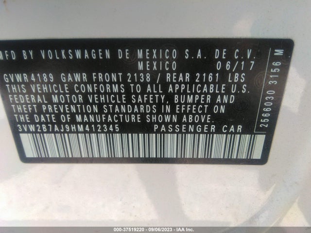 3VW2B7AJ9HM412345 Volkswagen Jetta 1.4t S
